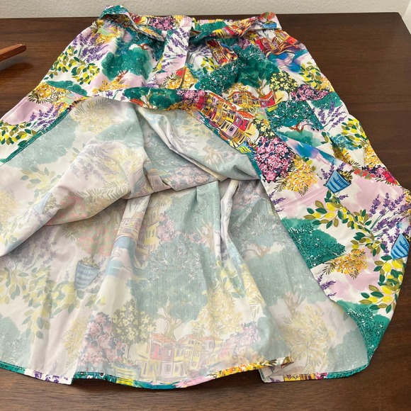 Deja Bleu Artsy Novelty Print Midi Skirt XS Art to Wear City Chic Colorful - Picture 9 of 10